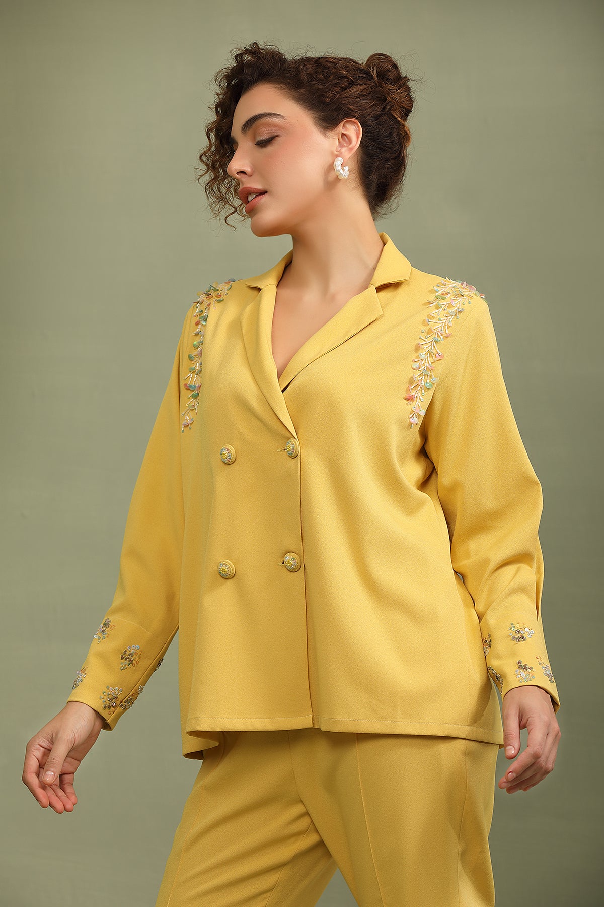 Yellow Sequin Summer Trench Co-Ord Set