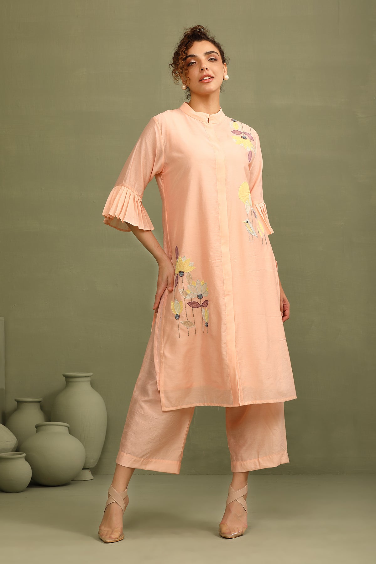 Peach Applique Tunic Co-Rd Set