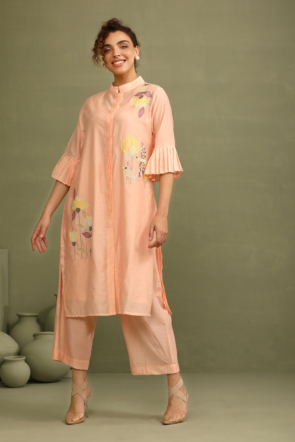 Peach Applique Tunic Co-Rd Set