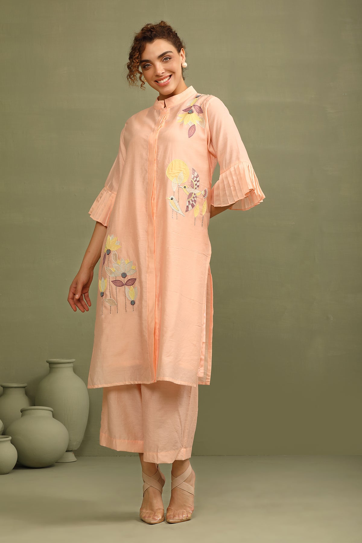 Peach Applique Tunic Co-Rd Set