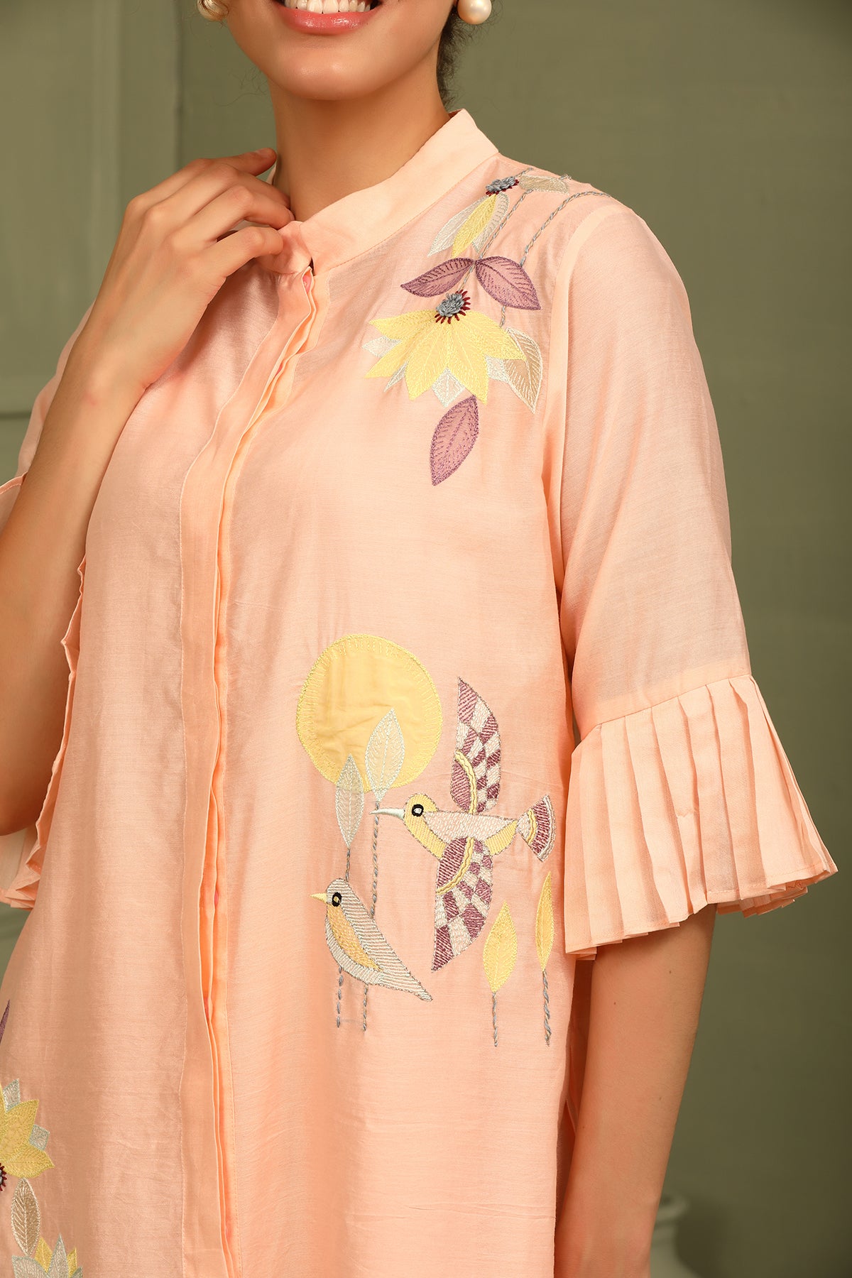 Peach Applique Tunic Co-Rd Set