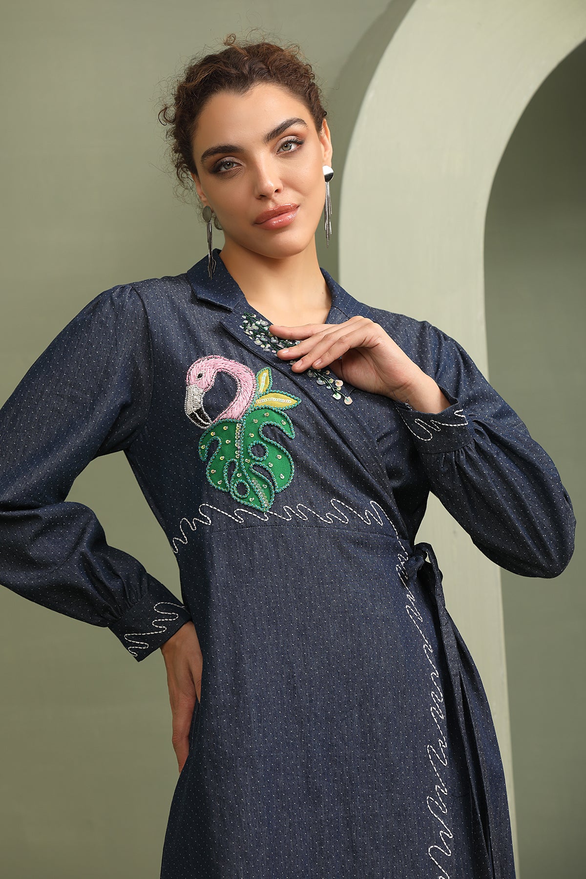 Denim Flamingo Dress