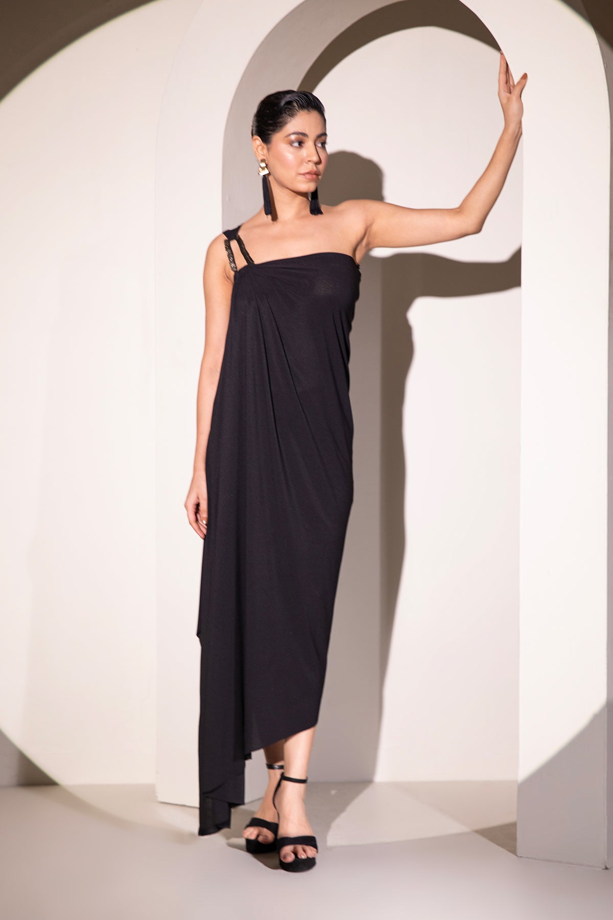 Black coined Toga dress