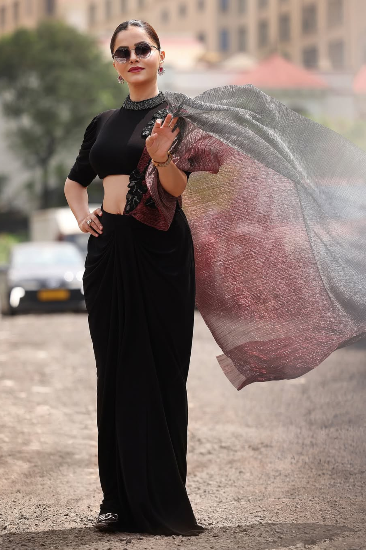 COCKTAIL MOONLIGHT SHIMMER  DRAPE WITH CROP TOP AND DRAPE SKIRT