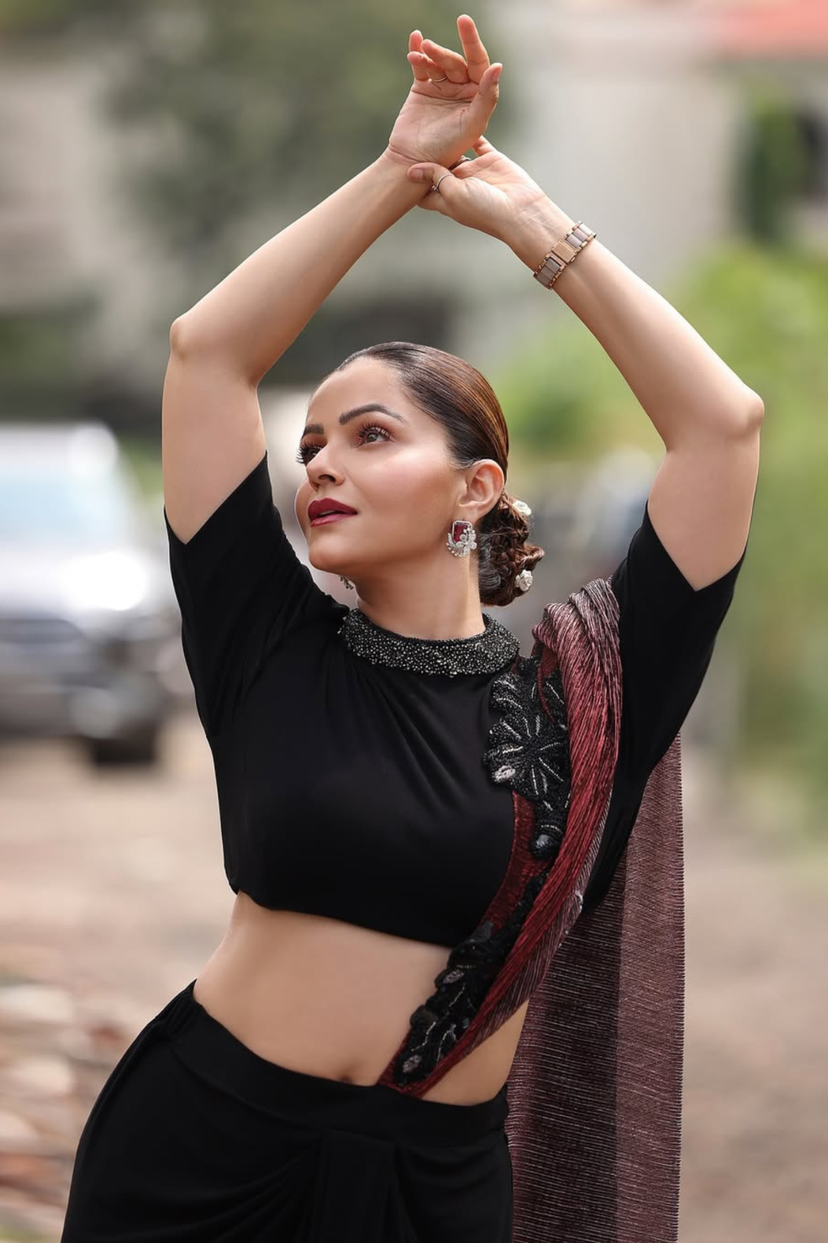 Rubina Dilaik In COCKTAIL MOONLIGHT SHIMMER DRAPE WITH CROP TOP AND DRAPE SKIRT