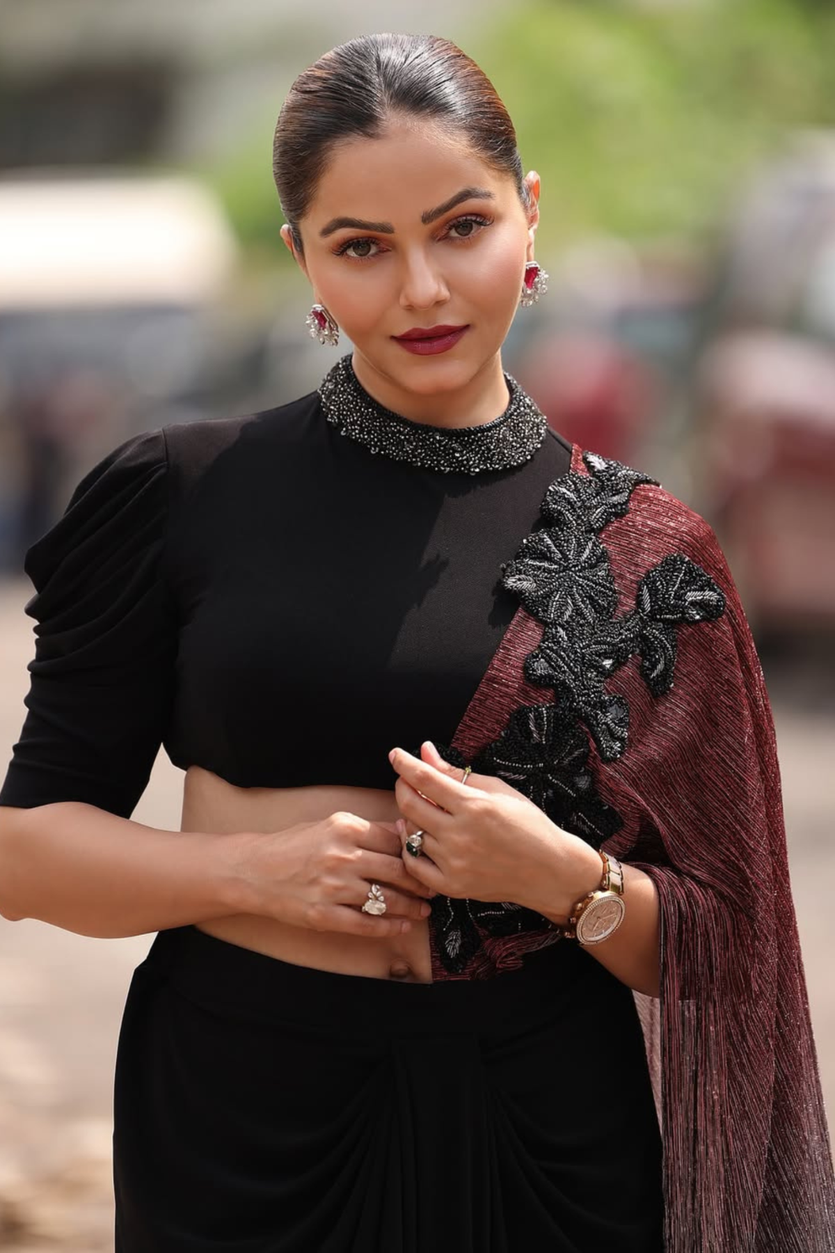 Rubina Dilaik In COCKTAIL MOONLIGHT SHIMMER DRAPE WITH CROP TOP AND DRAPE SKIRT