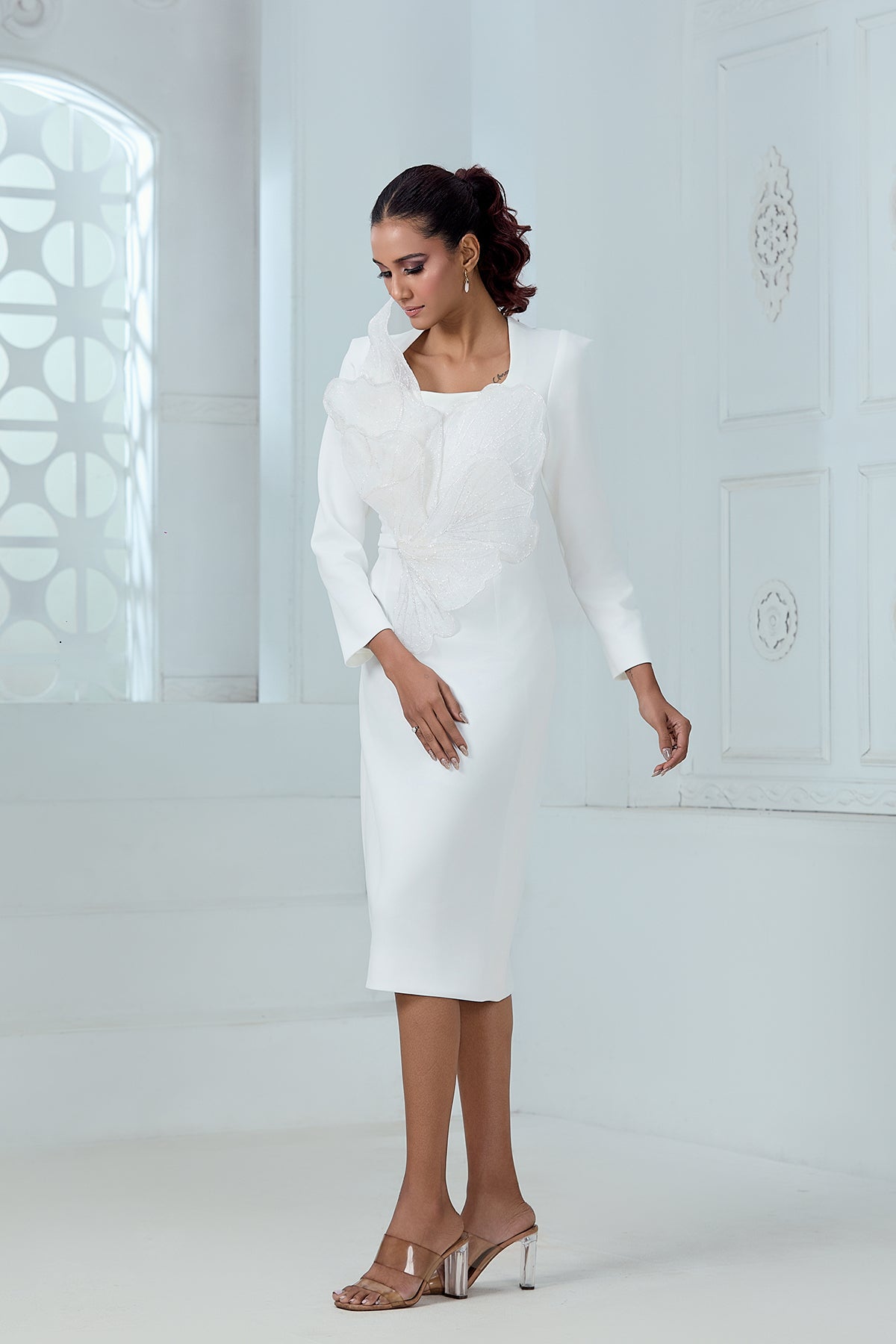 3-D FLOWER SHEATH DRESS