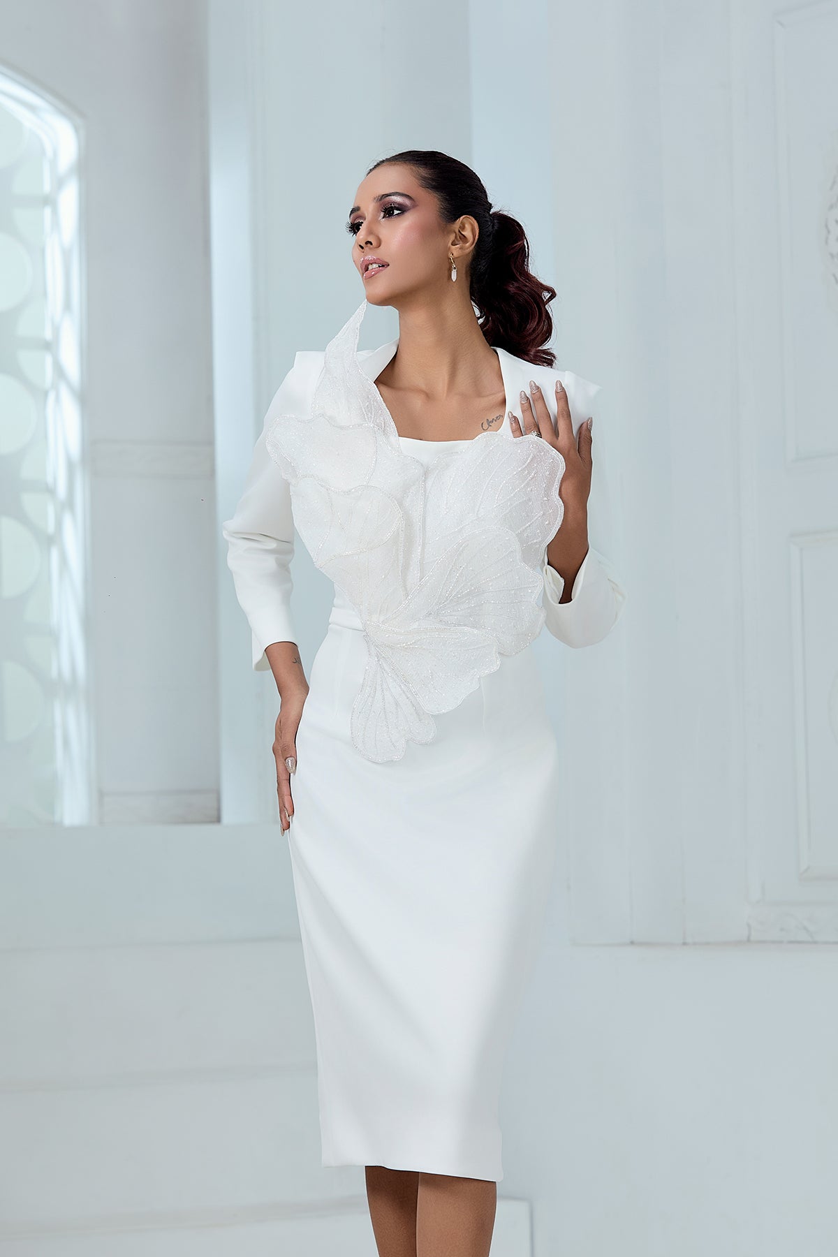 3-D FLOWER SHEATH DRESS