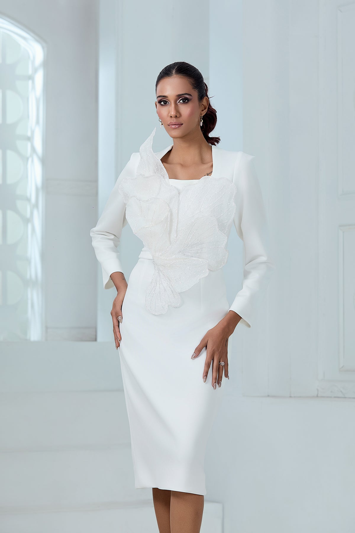 3-D FLOWER SHEATH DRESS