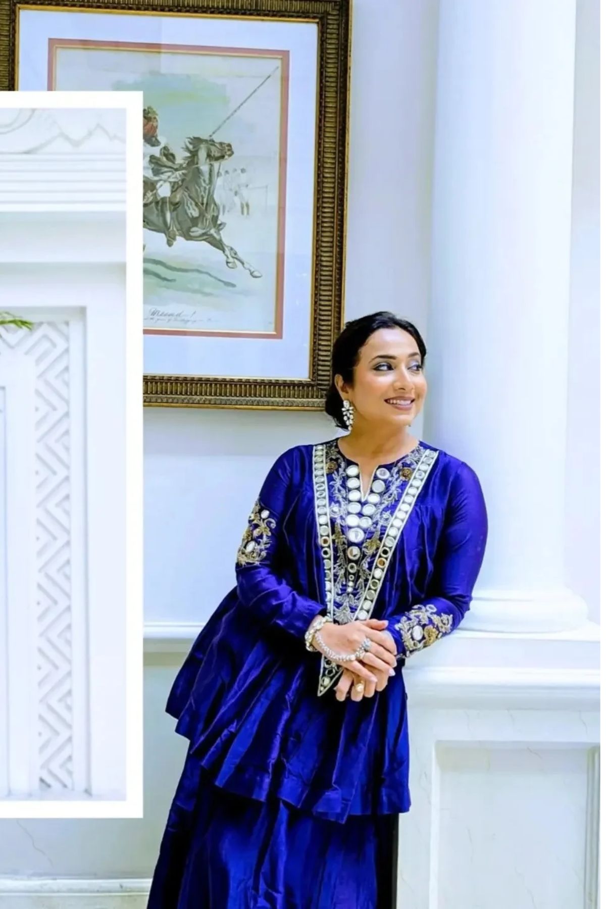 Rohini Ramnathan In Blue Chanderi Kathiavadi Top And Midi Skirt. Shop Now!