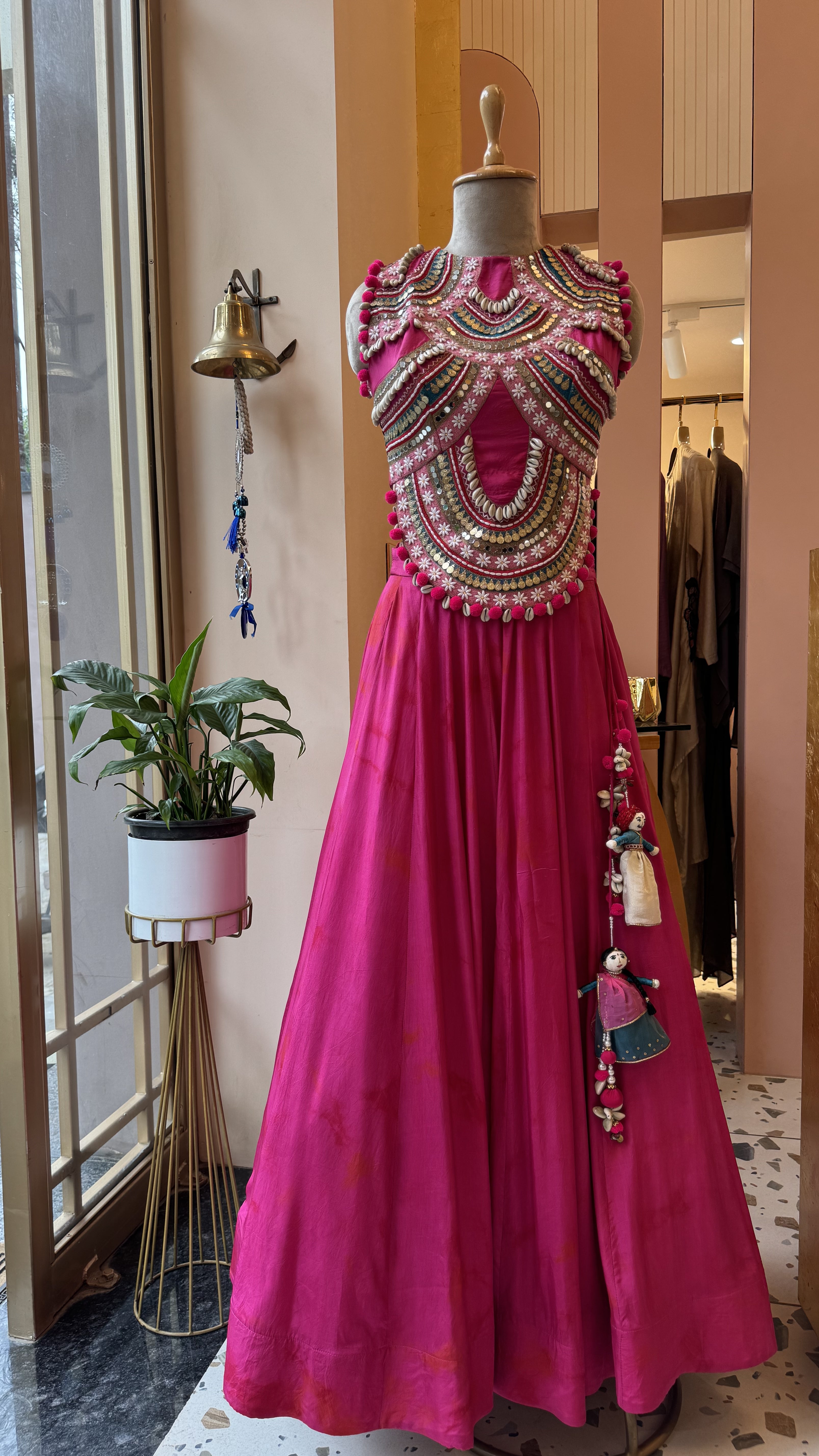 Rani Pink Tie dye Croptop-Lehenga Set