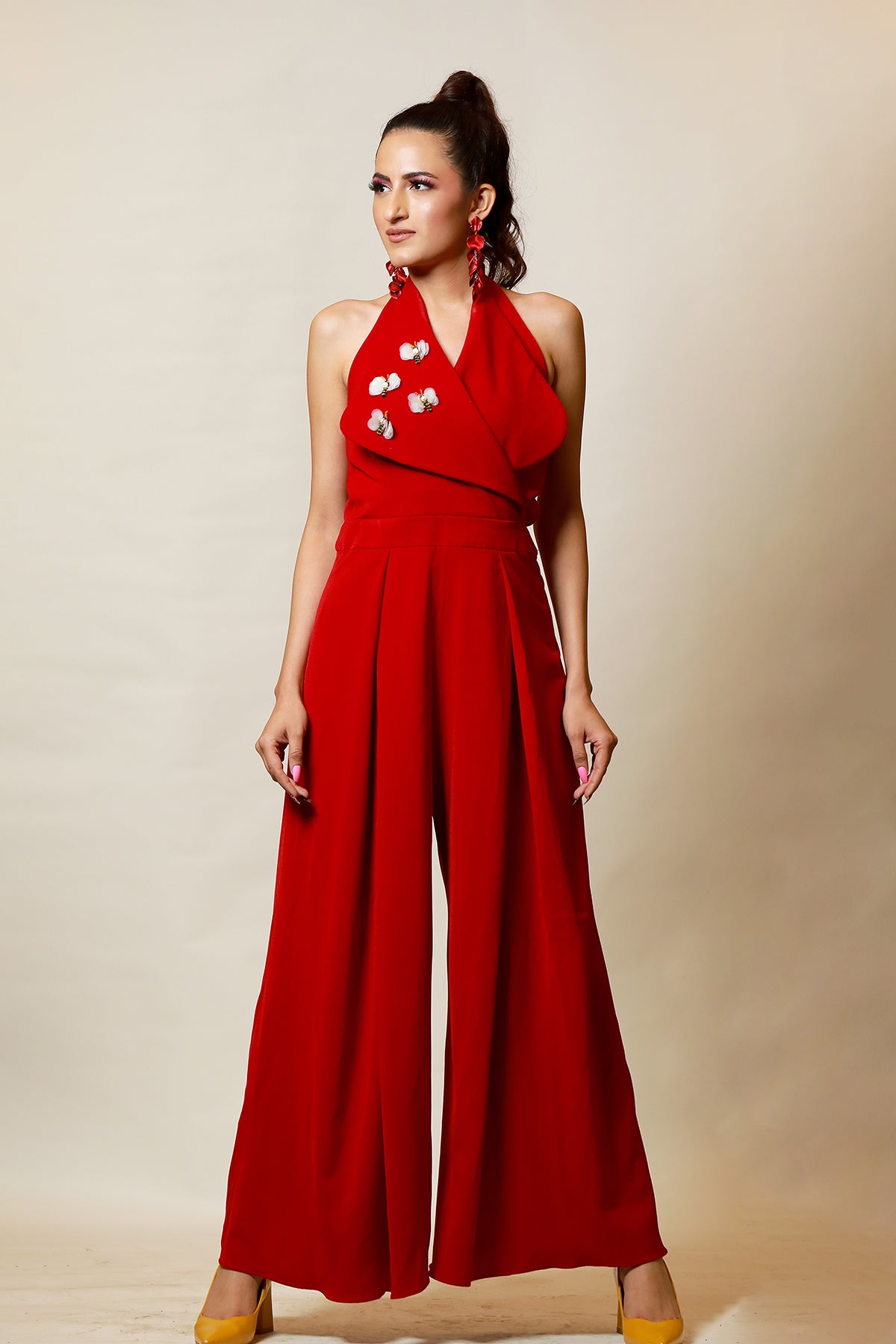 Extravagant Collar poppy Butterfly Jumpsuit