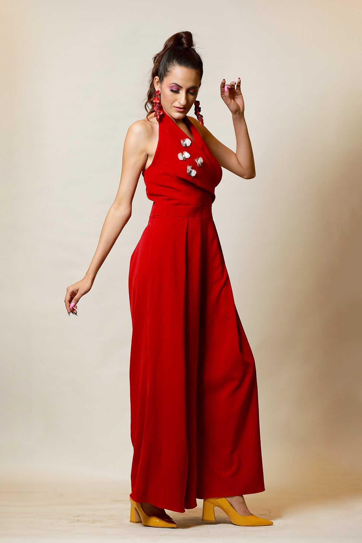 Extravagant Collar poppy Butterfly Jumpsuit