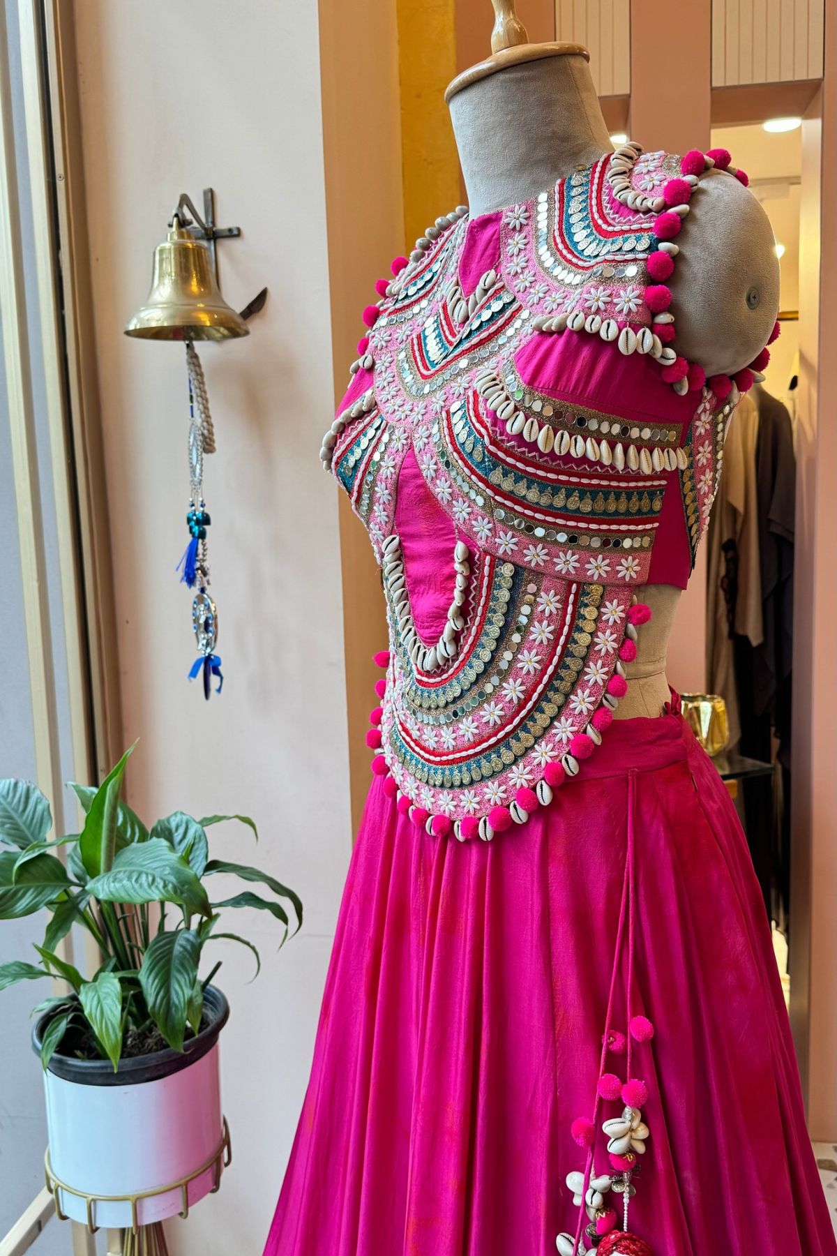 Rani Pink Tie dye Croptop-Lehenga Set. Shop Now!