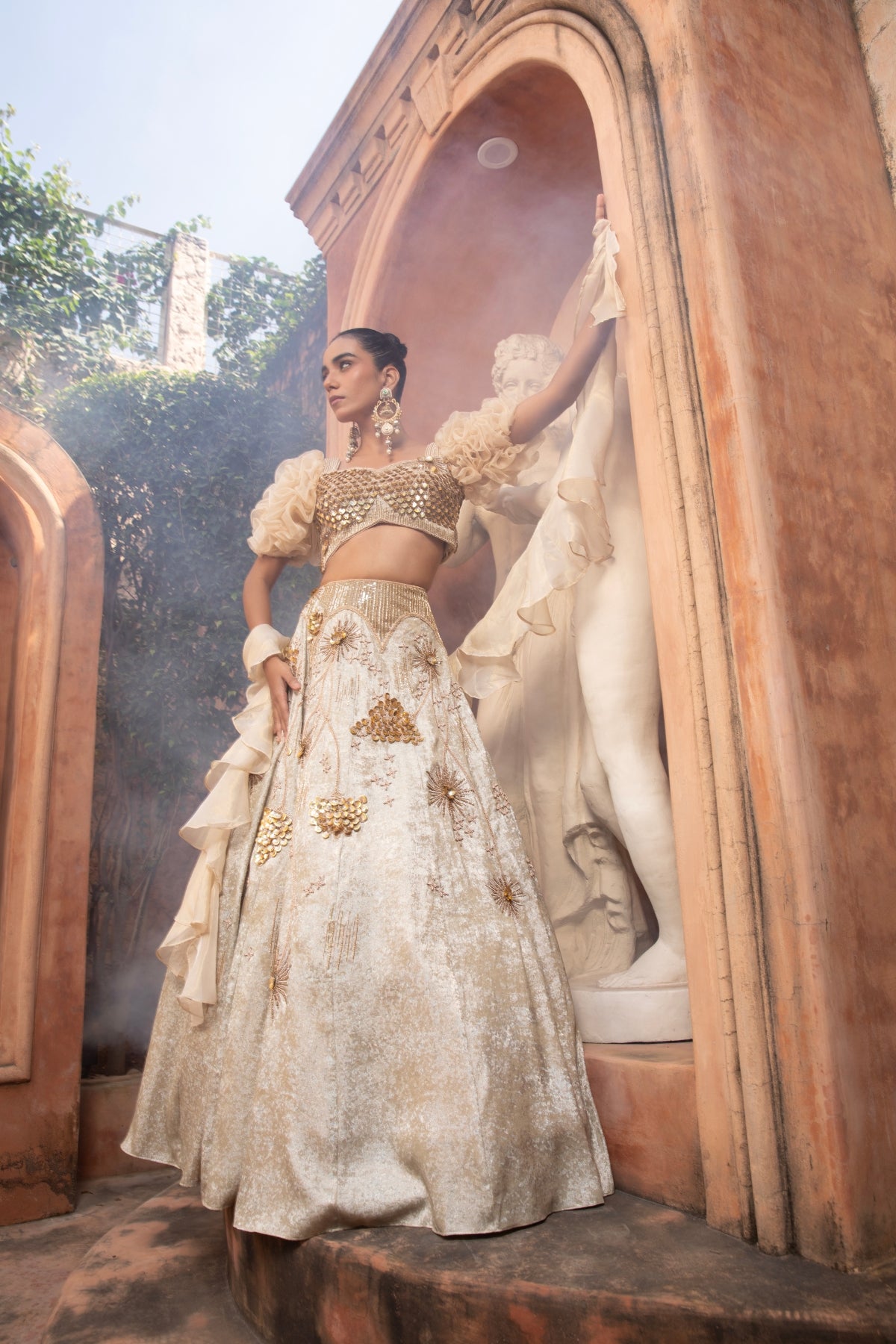 PASTEL YELLOW SEQUINS WORK LEHENGA