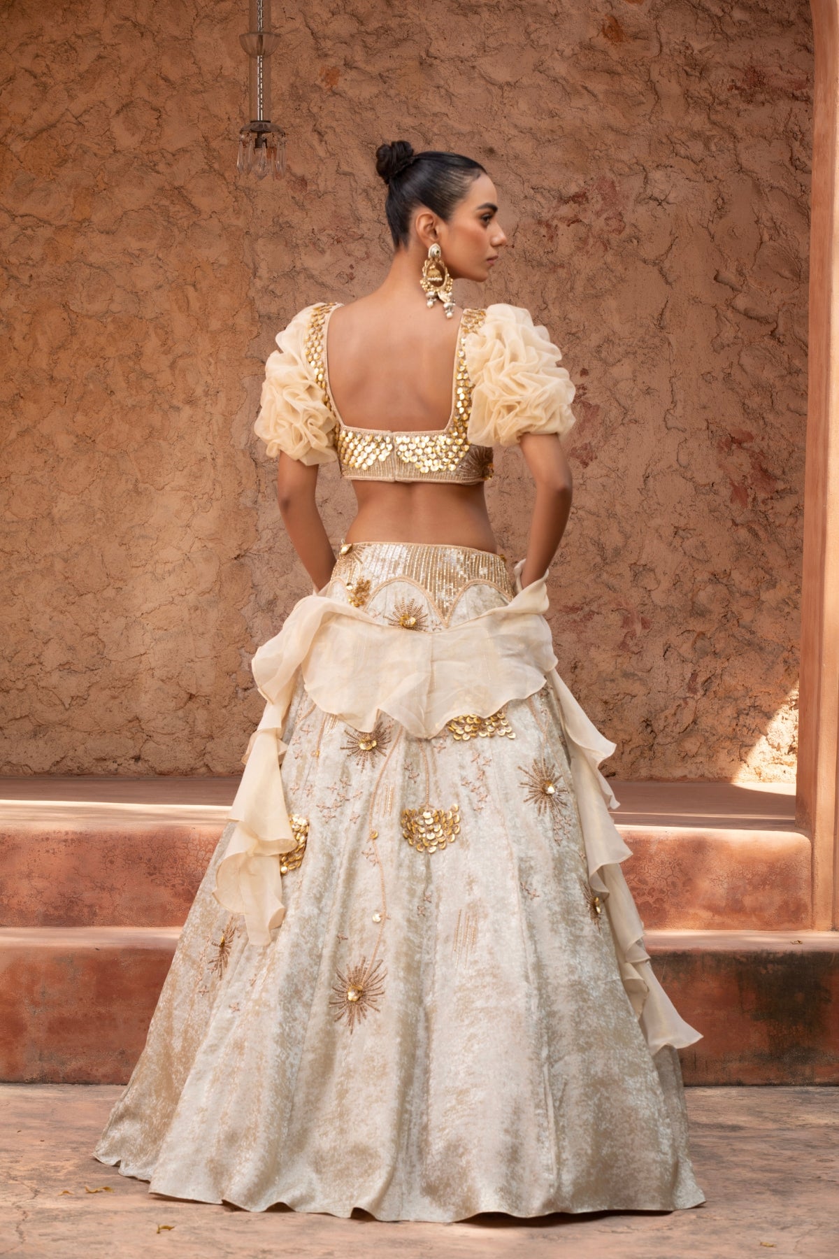 PASTEL YELLOW SEQUINS WORK LEHENGA