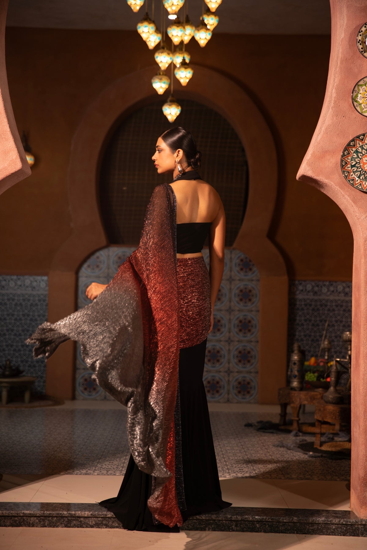 HALTER NECK MERMAID OMBRE SAREE