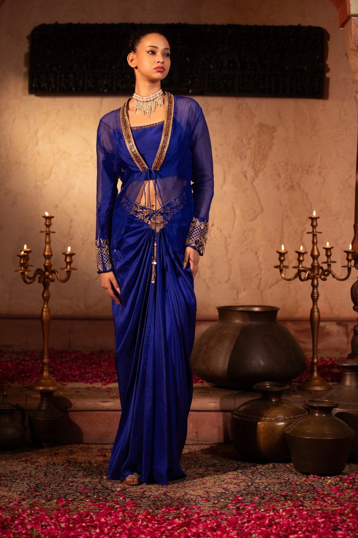 EGYPTIAN BLUE ROCOCCO ORGANZA JACKET FUSION CO-ORD