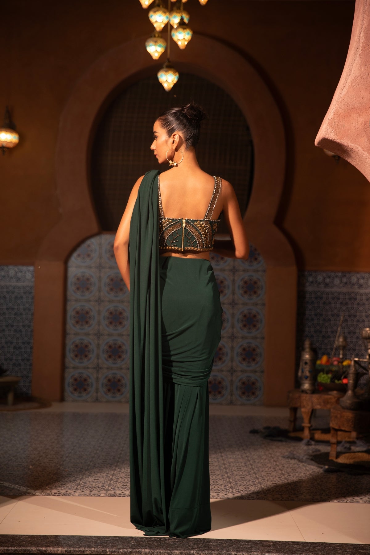 EMERALD CORSET DRAPE SAREE