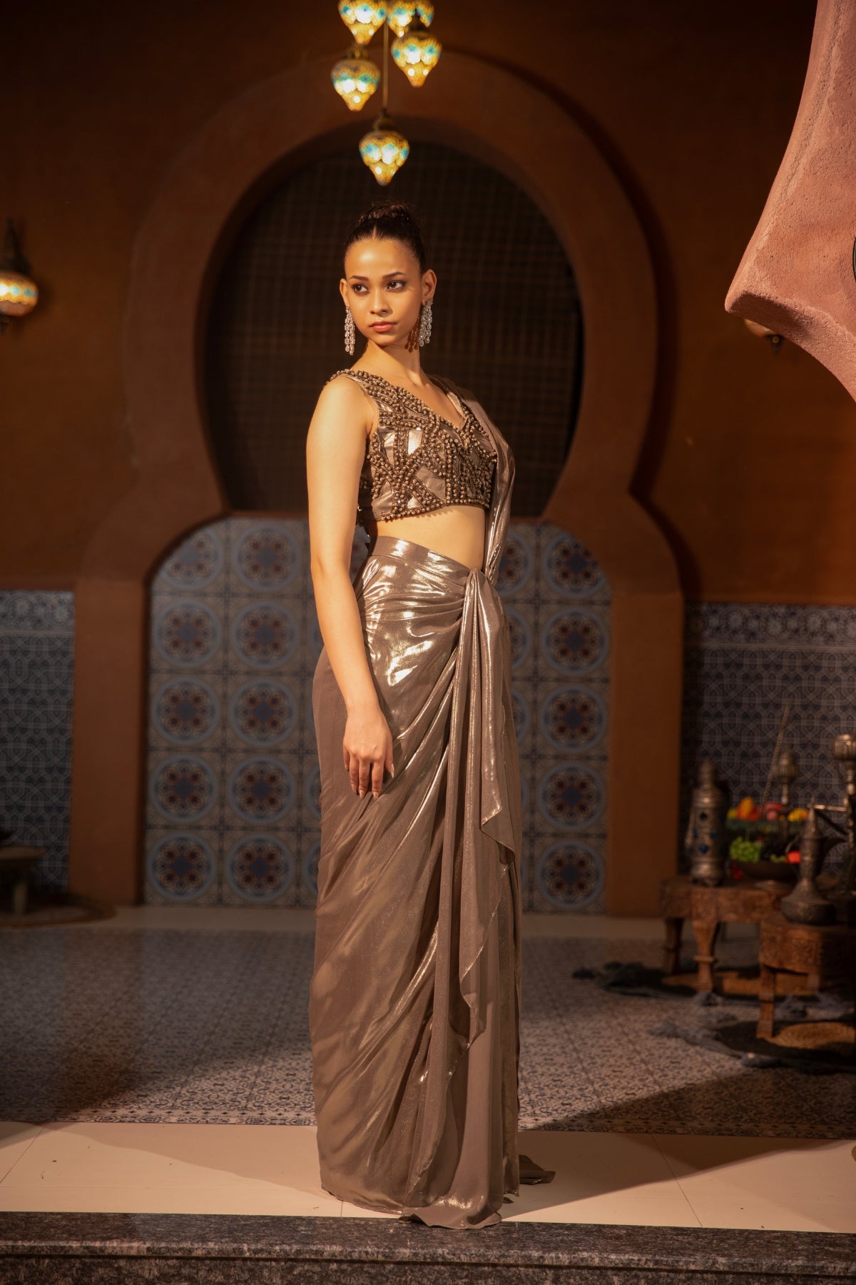 GOLDEN FOIL COCKTAIL SAREE