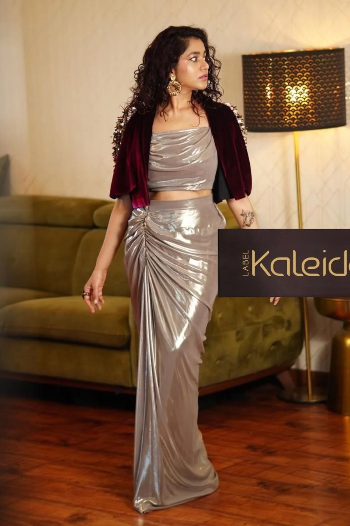 Wine Velvet Cape With Glass Cowl Buster And Drape Skirt. Shop Now!