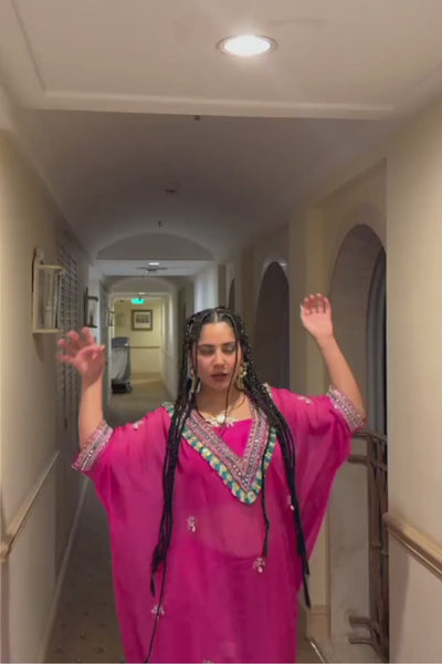 AGSY in Pink Festive Oversized Kaftan-Crop Top, Trouser Set. Shop Now!