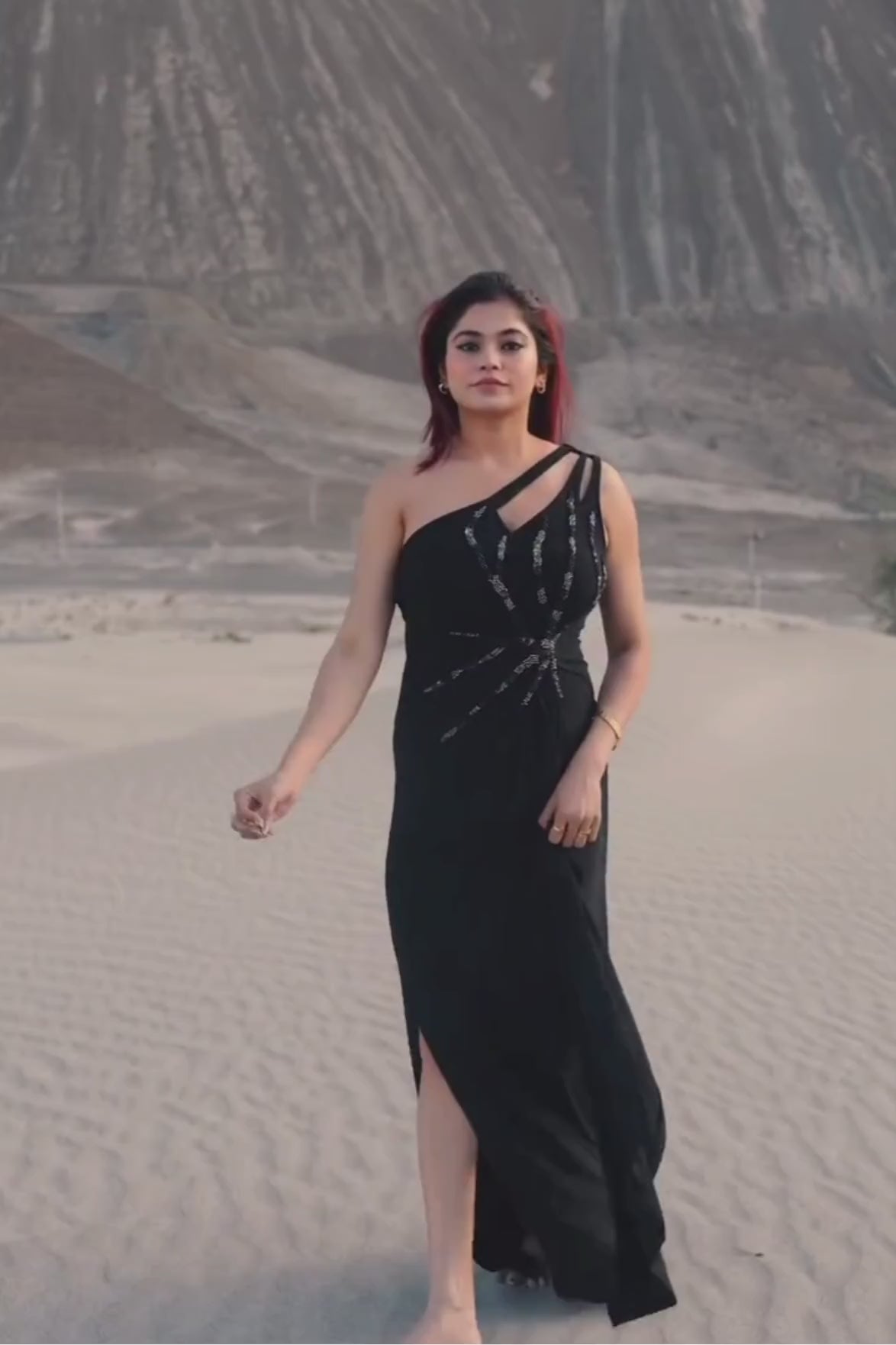 Sudeshna Biswas In One Shoulder Draped Midi Cocktail Dress. Shop Now!